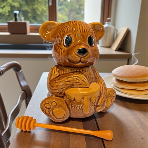 Vintage Teddy Bear Honey Pot Made in Taiwan - Picture 1 of 15